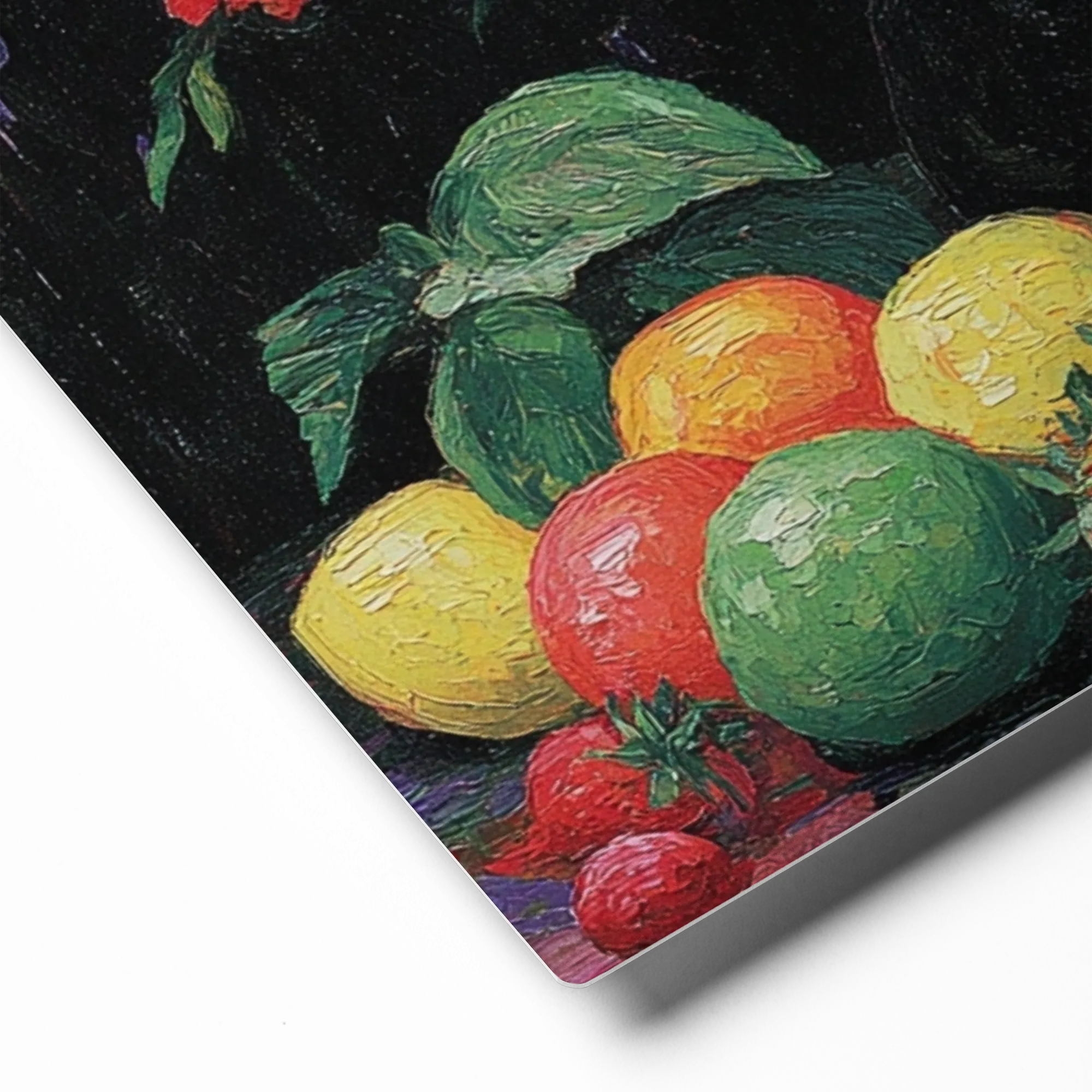 Floral and Fruit Still Life 
 Canvas | 26″x 26″