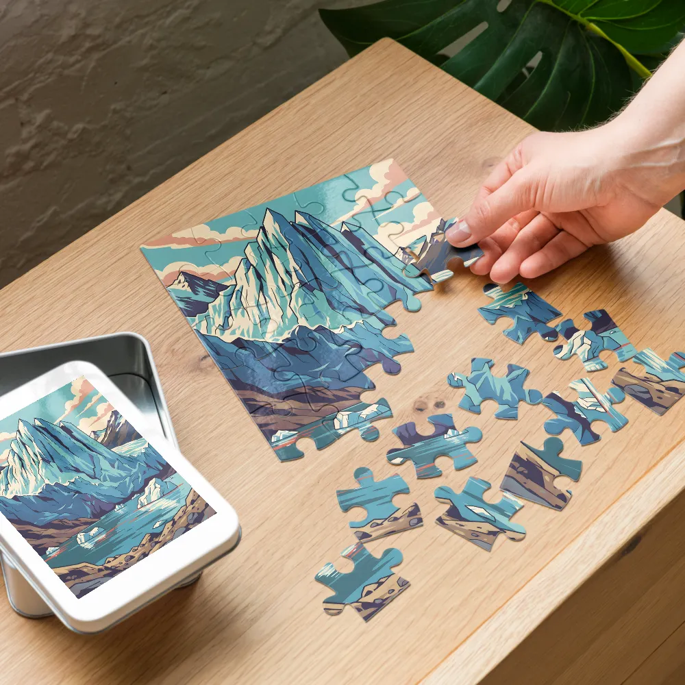Ice Peaks Reflection 
 Jigsaw Puzzle in Tin Box