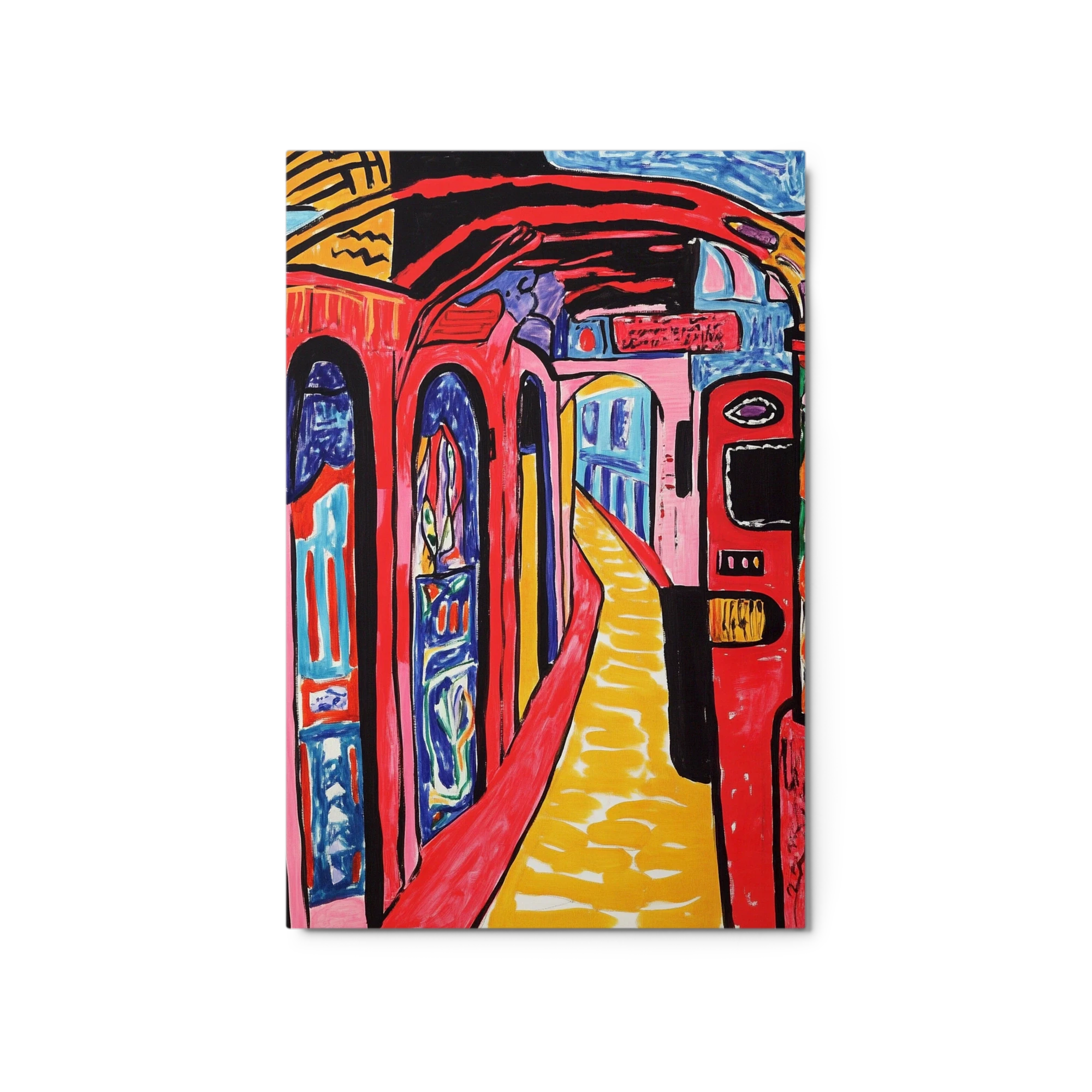 Vibrant Subway Train Station Painting