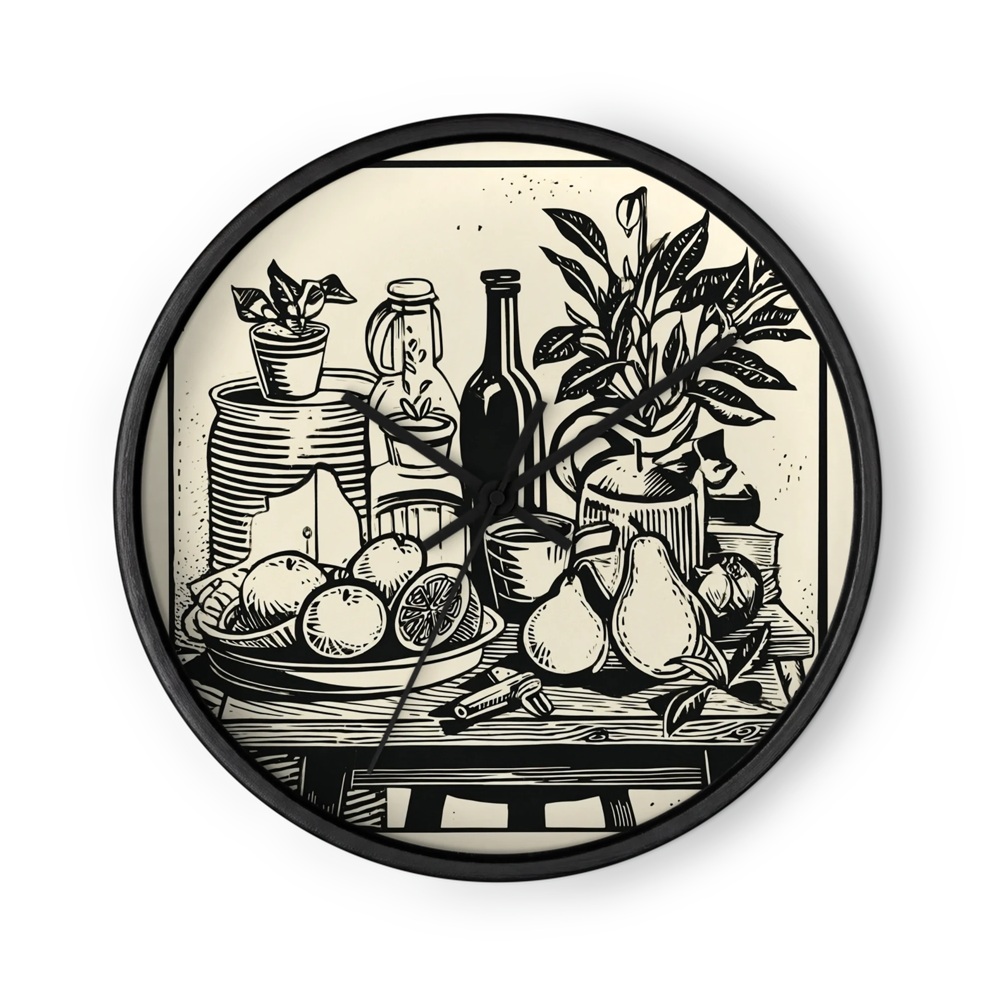 Black and White Linocut Still Life