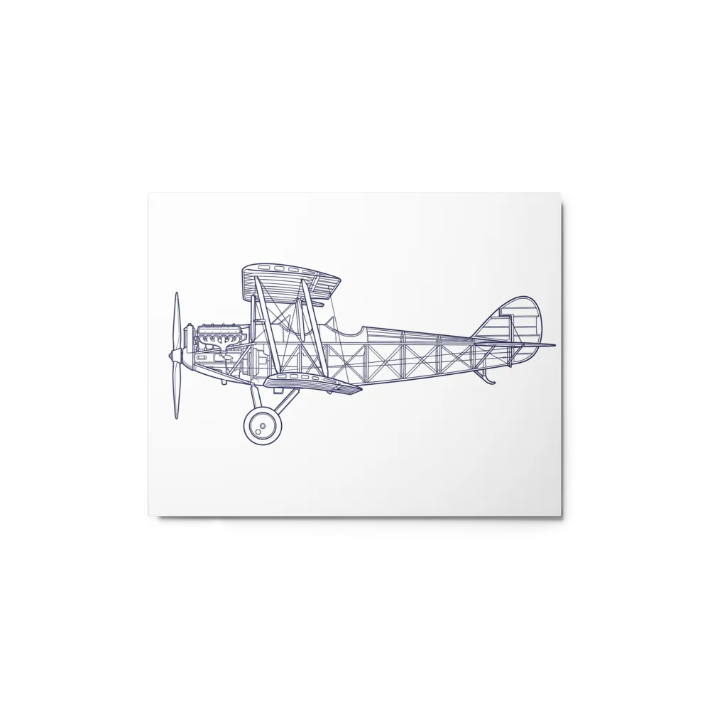 Vintage Biplane Blueprint 
 Canvas with Black Frame