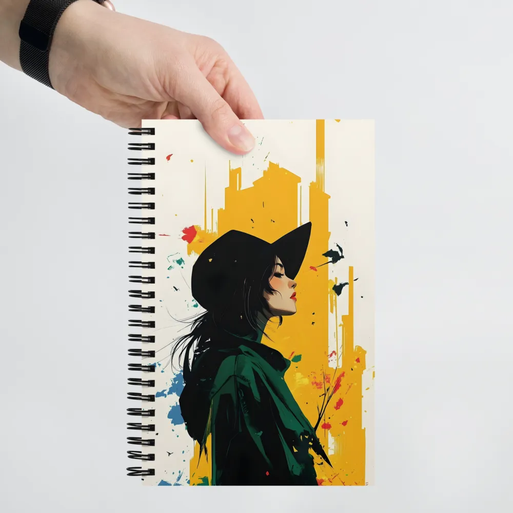 Urban Muse in Abstract Cityscape 
 Spiral Notebook | 140 pages