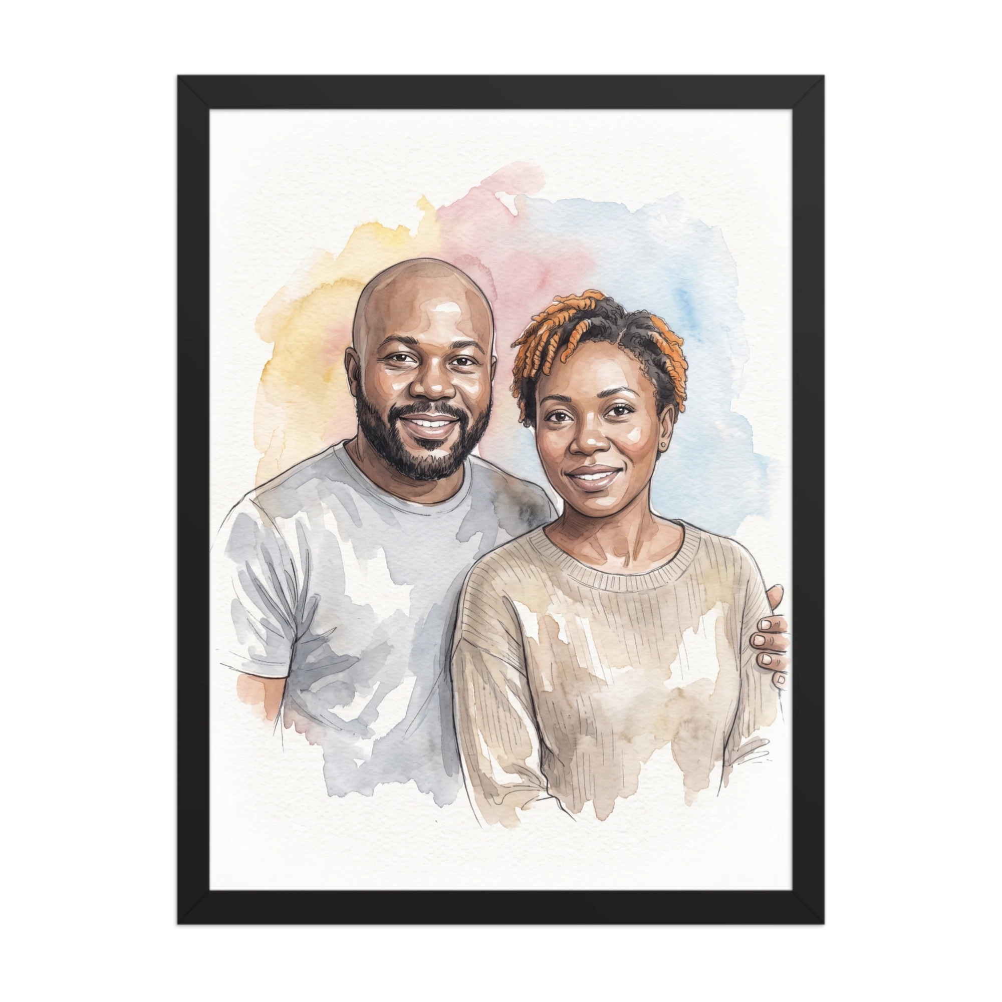 Watercolor Sketch Couple Portrait — example