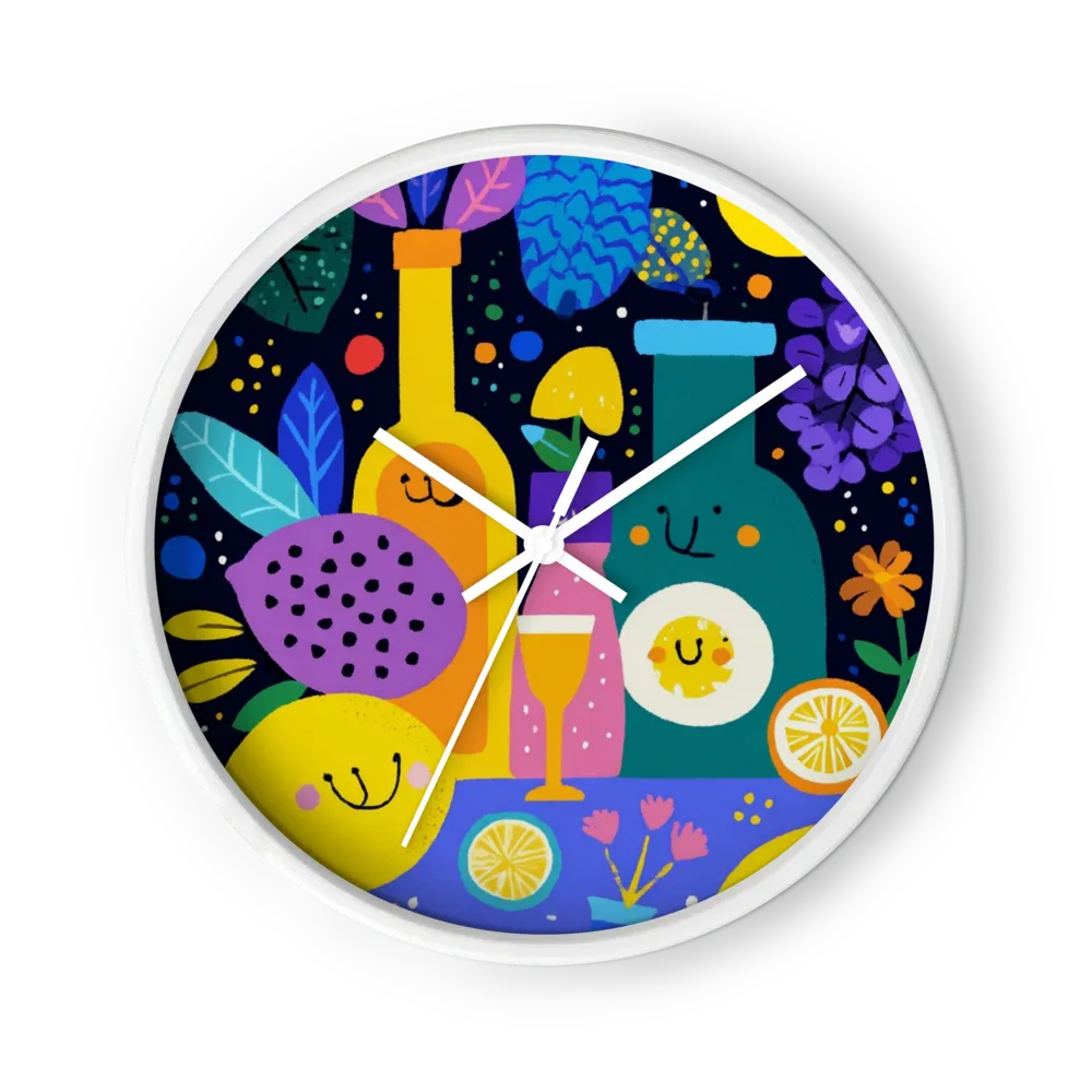 Agrumi e Bottiglie Festosi | Orologio da parete