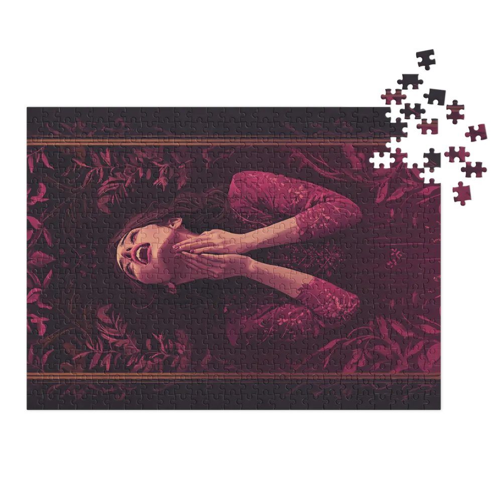 Anguished Woman in Floral Dress
