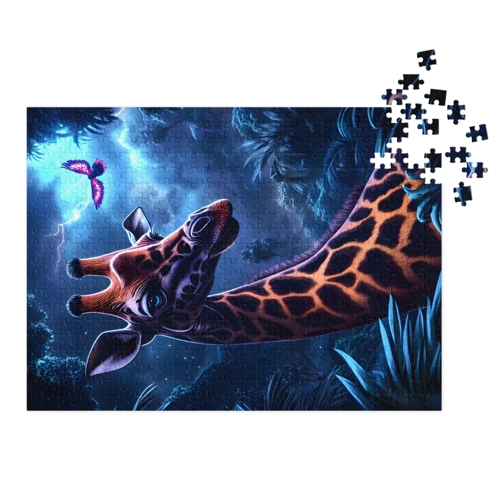 Surreal Giraffe in Tropical Forest