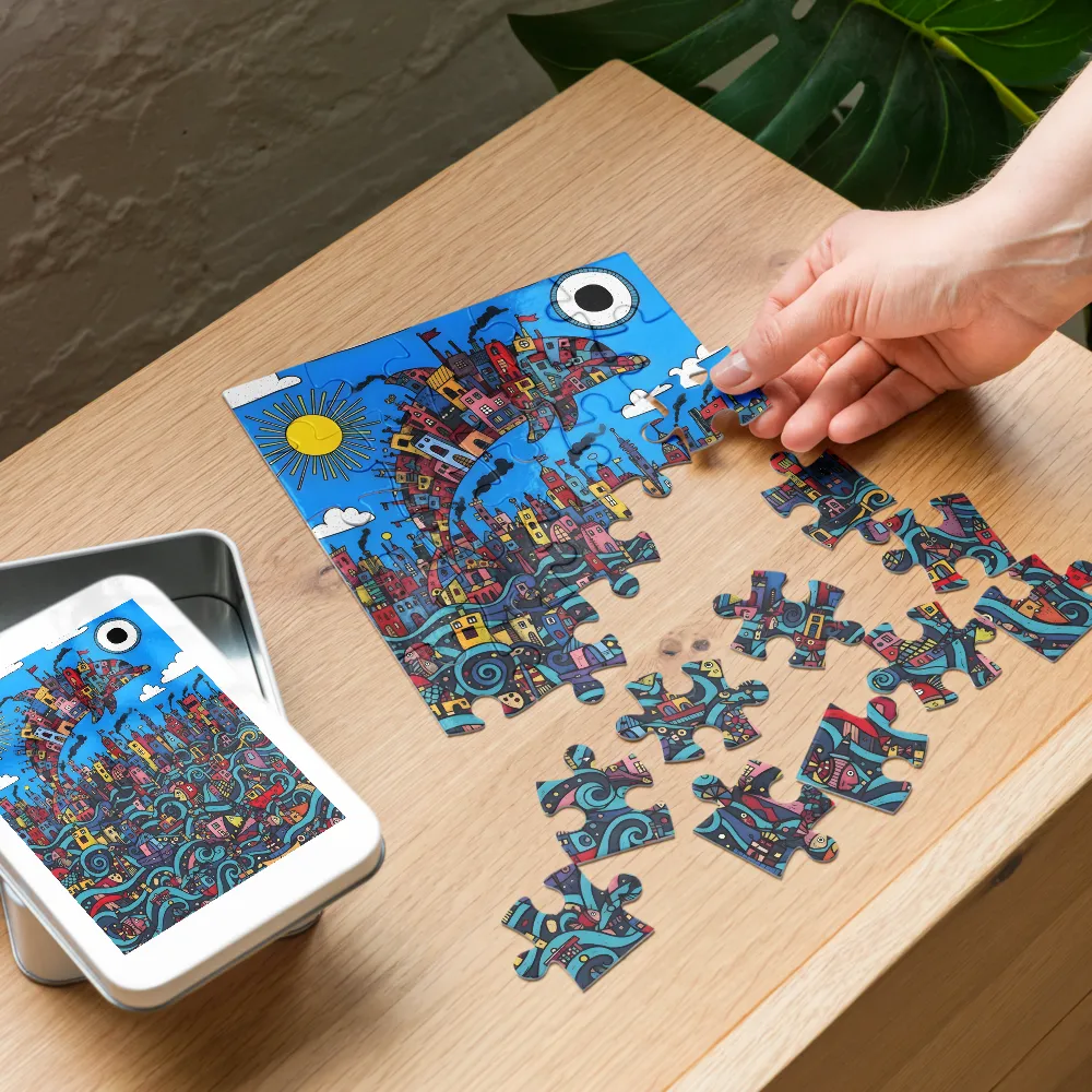 Dolphin City 
 Jigsaw Puzzle in Tin Box