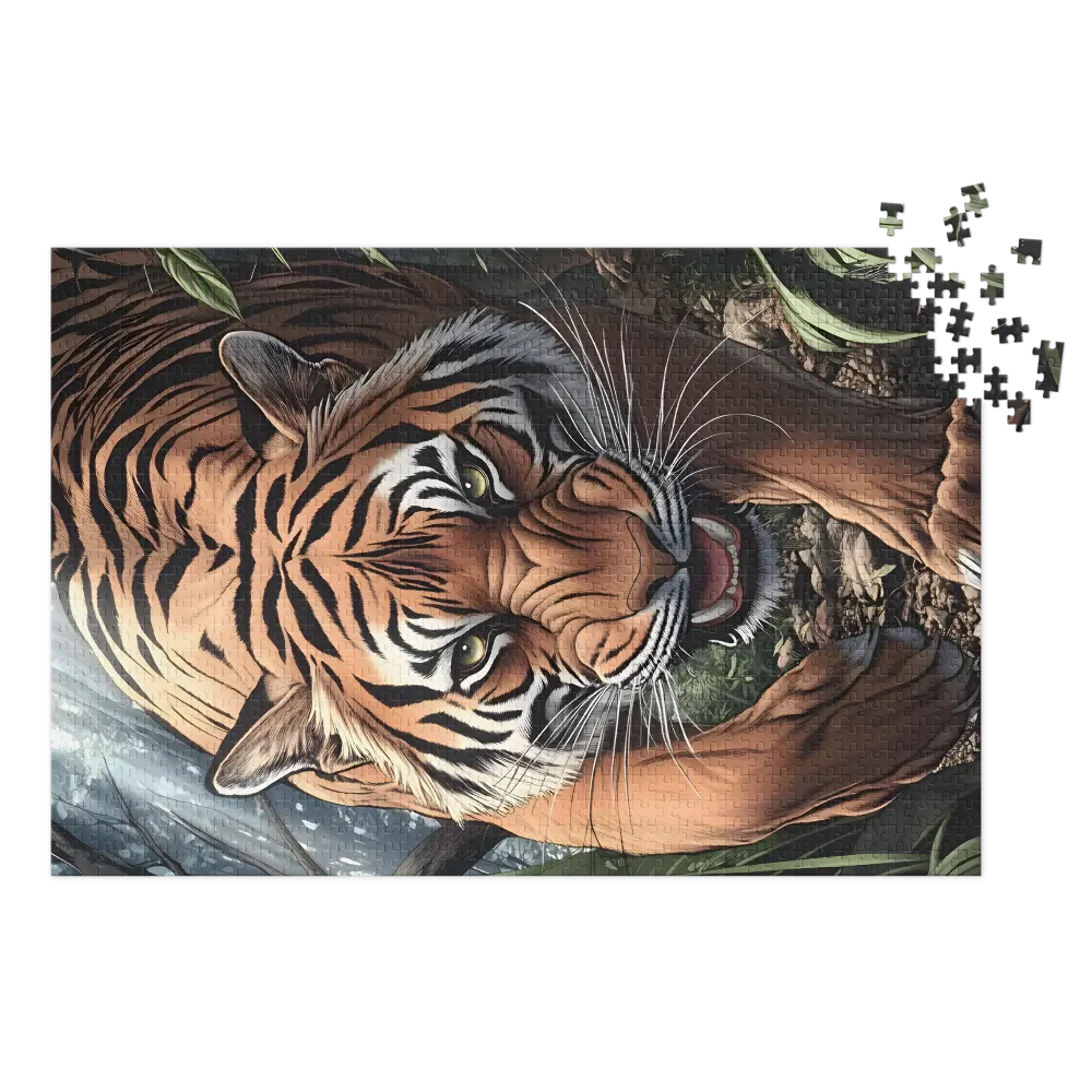 Stalking Tiger 
 Jigsaw Puzzle in Tin Box