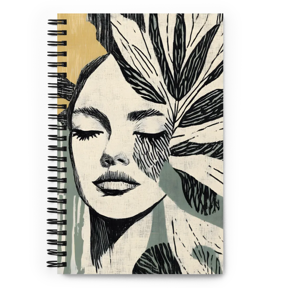 Serene Linocut Portrait 
 Spiral Notebook | 140 pages