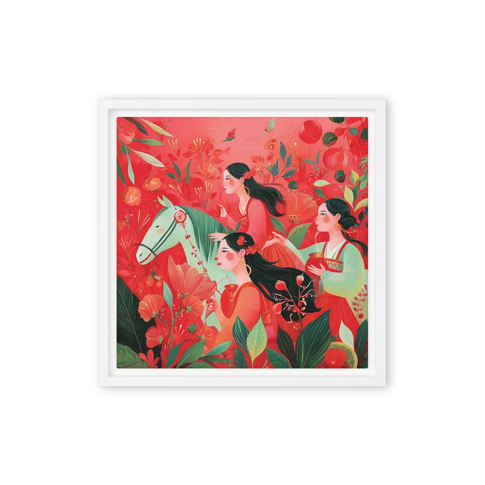 Journey Through Crimson Blooms | Art Print