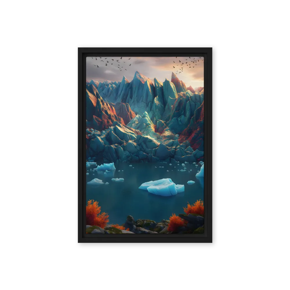 Crimson Peaks, Azure Depths 
 Canvas | 8″x 12″