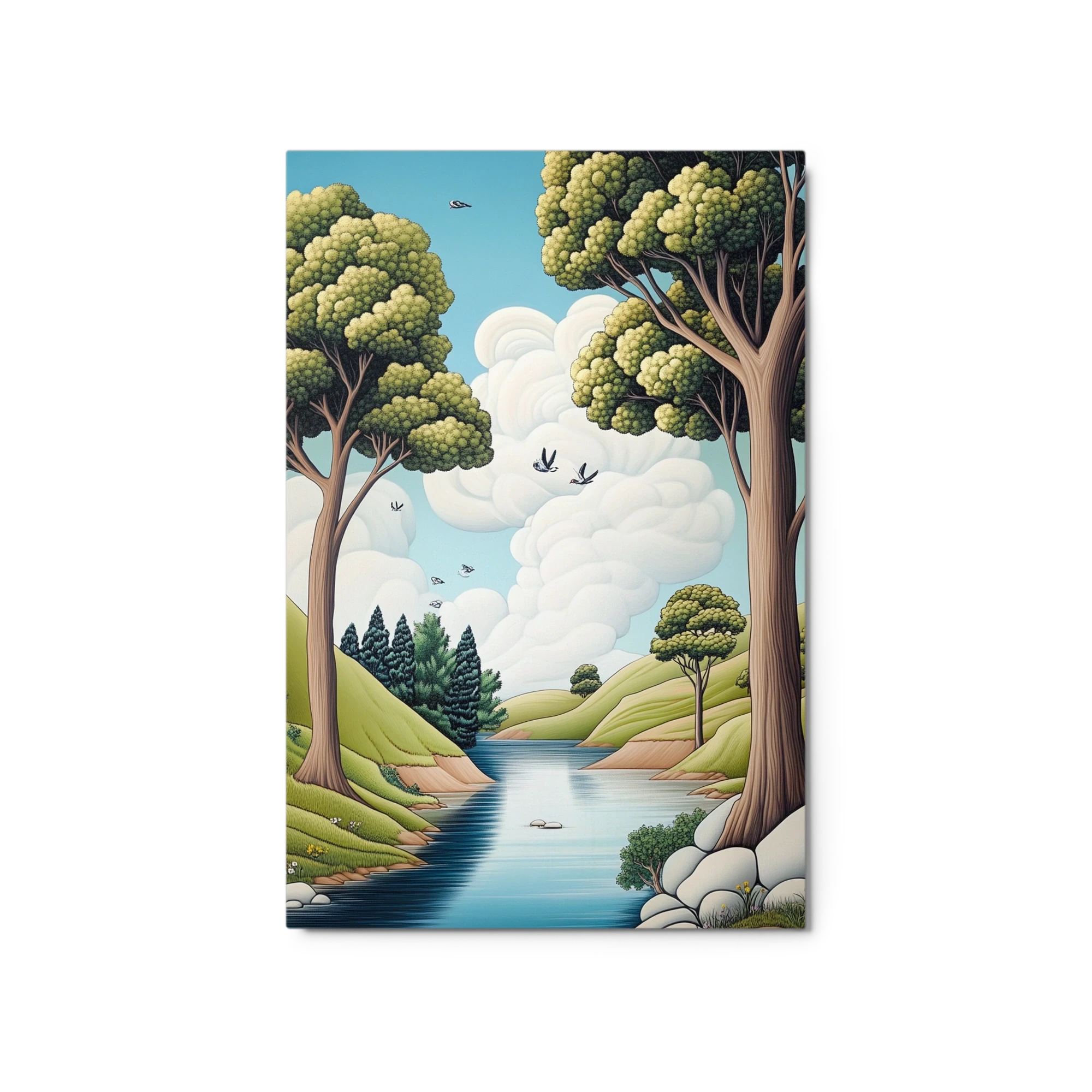 Serene Landscape with River and Trees