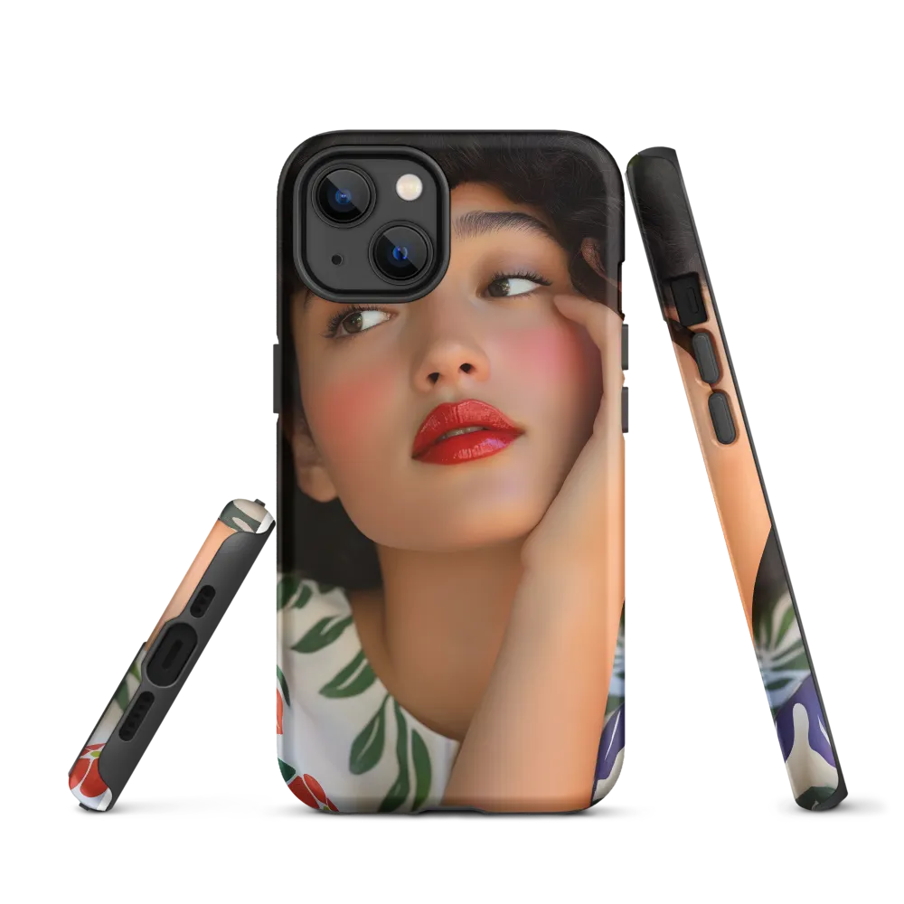 Portrait of a Young Model with Curly Hair | Phone Case