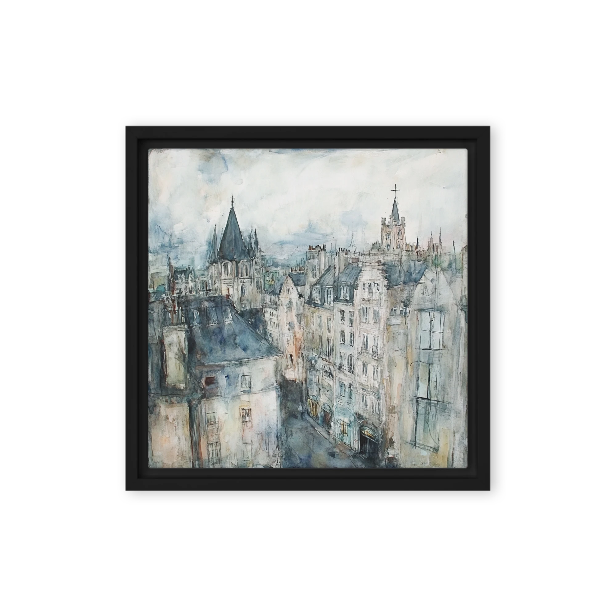 Parisian Rooftops Watercolor