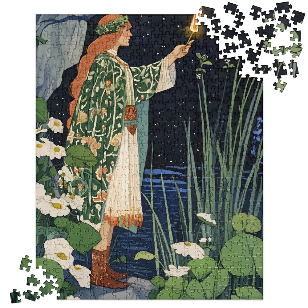 The Lantern Bearer of the Night Marsh 
 Jigsaw Puzzle in Tin Box