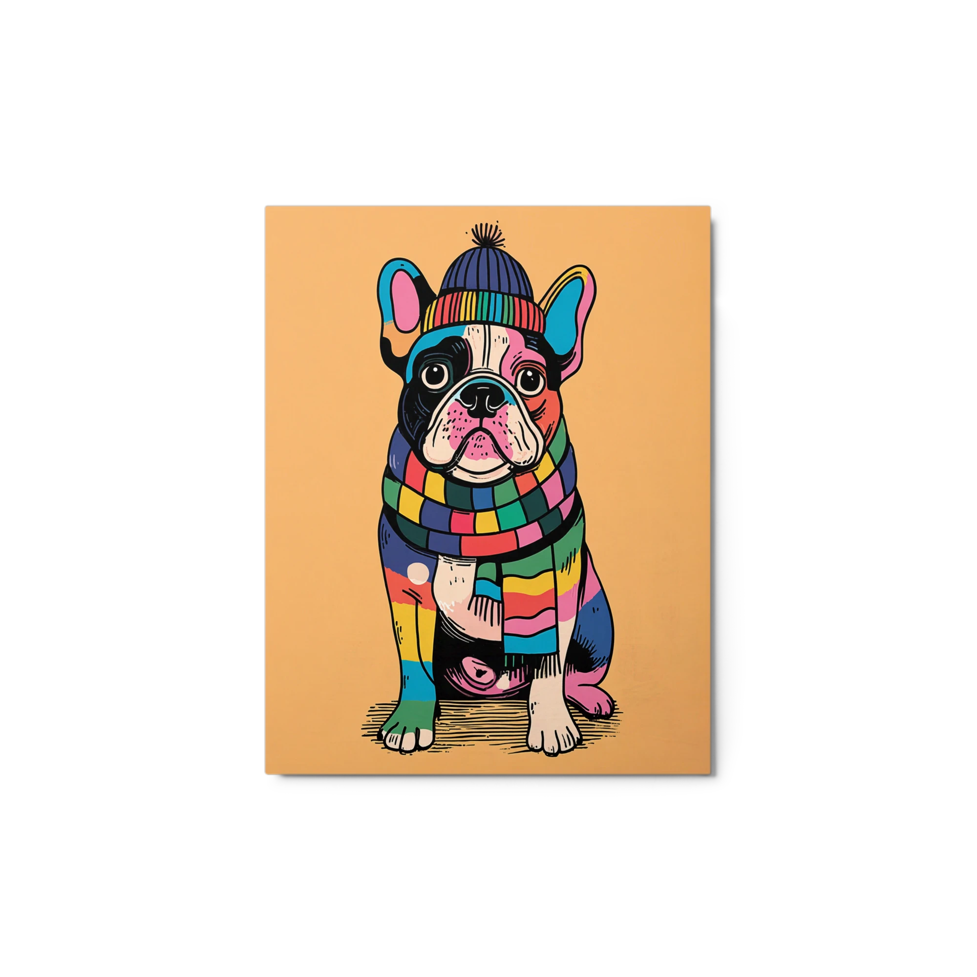 Vibrant Frenchie in Winter Wear