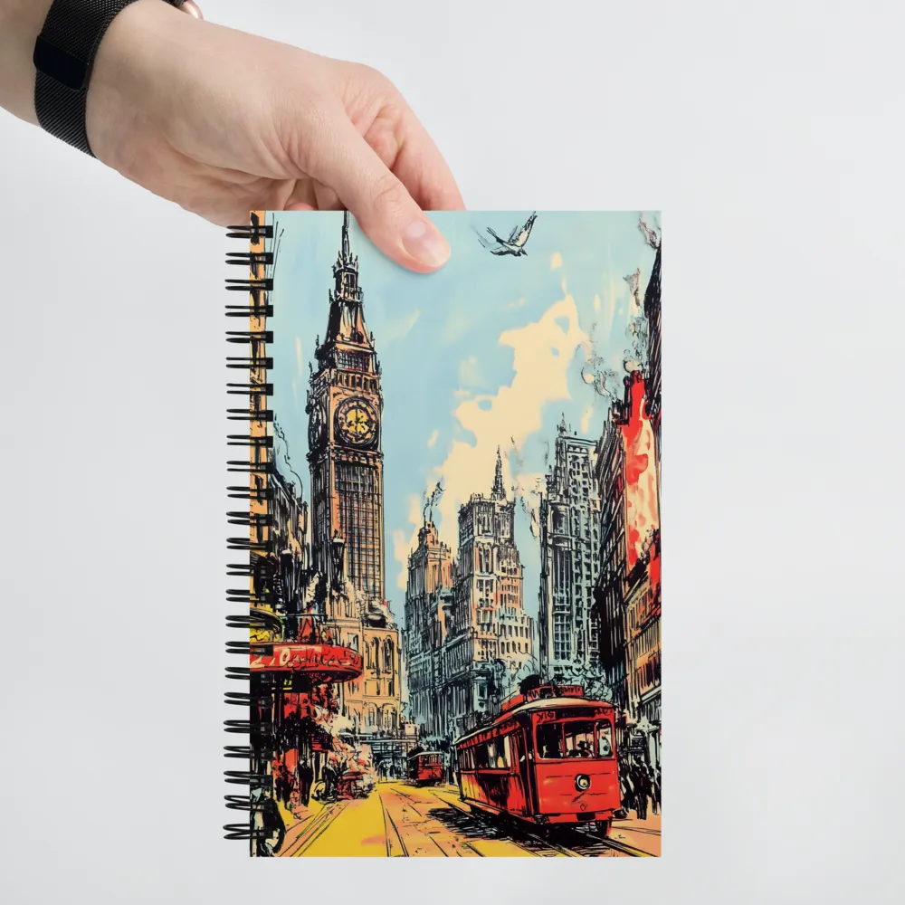 London Cityscape with Tram 
 Spiral Notebook | 140 pages