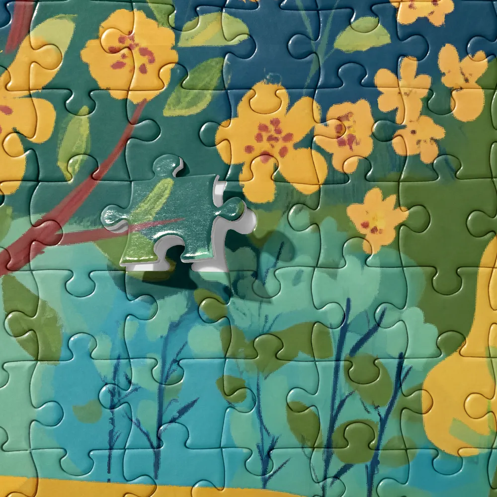 Sunny Path Through Blooming Gardens 
 Jigsaw Puzzle in Tin Box