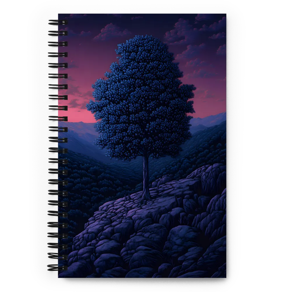 Solitary Pixel Tree at Dusk 
 Spiral Notebook | 140 pages