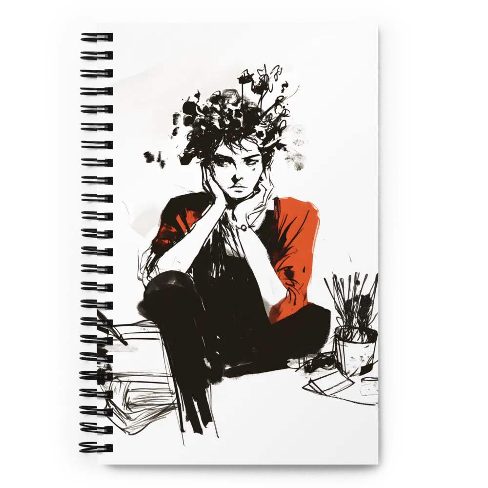 Pensive Bloom: A Contemplative Portrait 
 Spiral Notebook | 140 pages