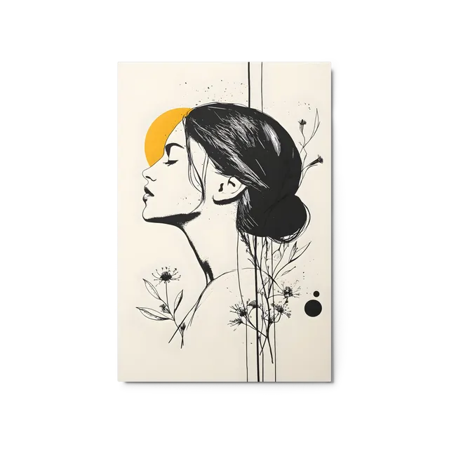 Serene Profile with Botanical Elements | Art Print