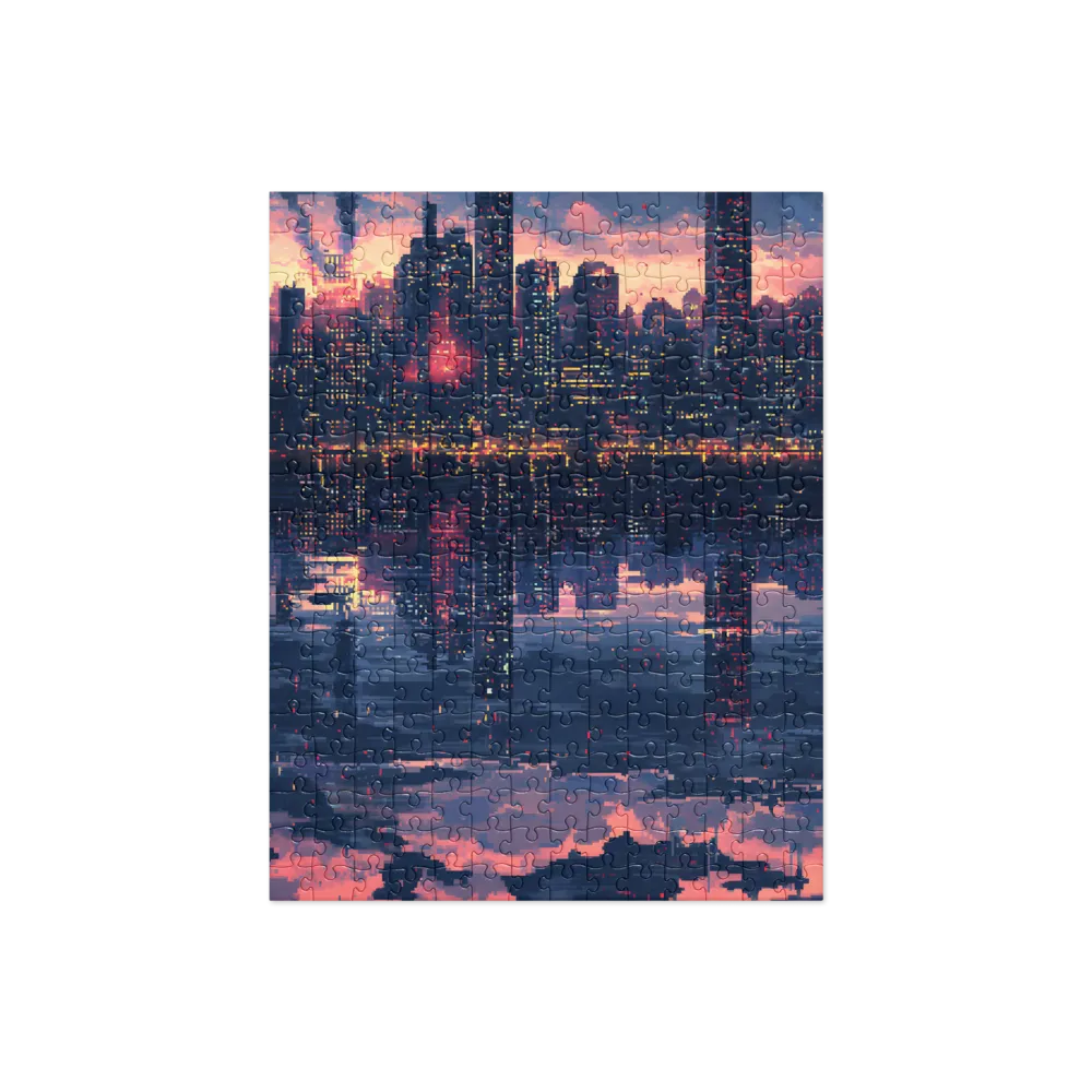 Twilight Pixel Cityscape 
 Jigsaw Puzzle