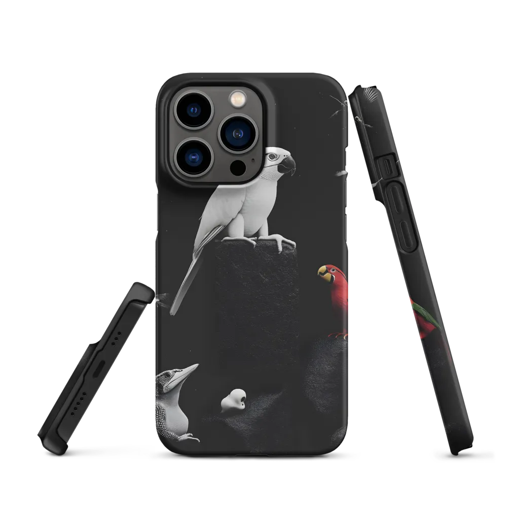 Monochrome Echoes and Scarlet Wings | Phone Case