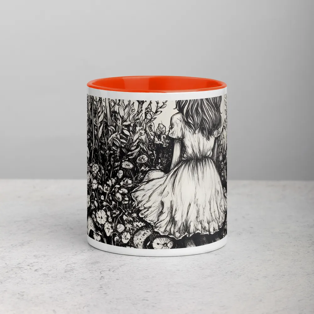 Alice in the Mushroom Forest 
 Mug with Dark Green inside