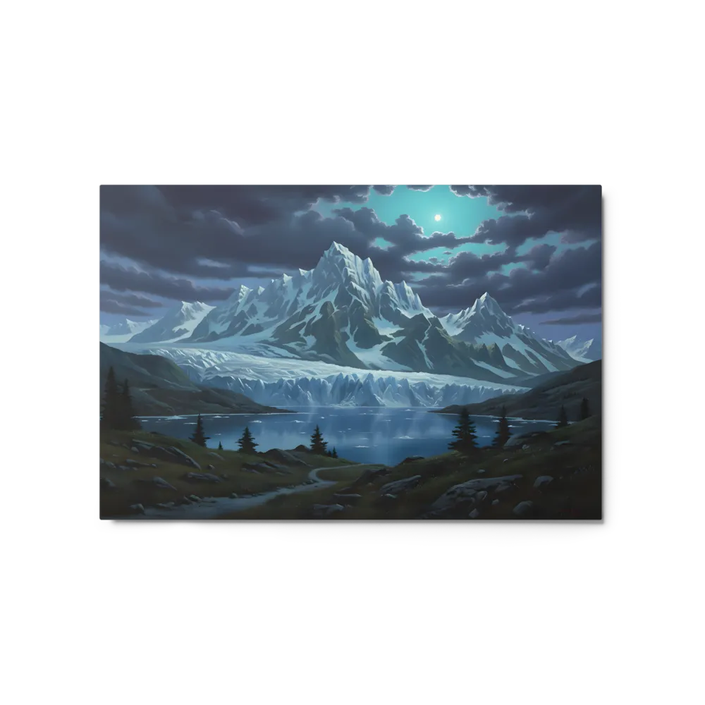 Moonlit Glacier Lake Painting