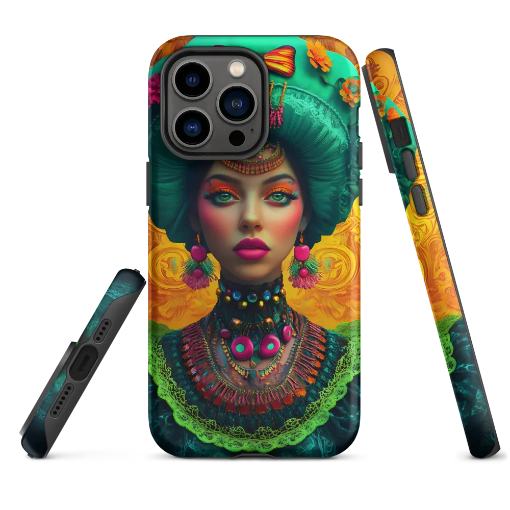 Vibrant Woman Portrait with Intricate Headdress | Phone Case