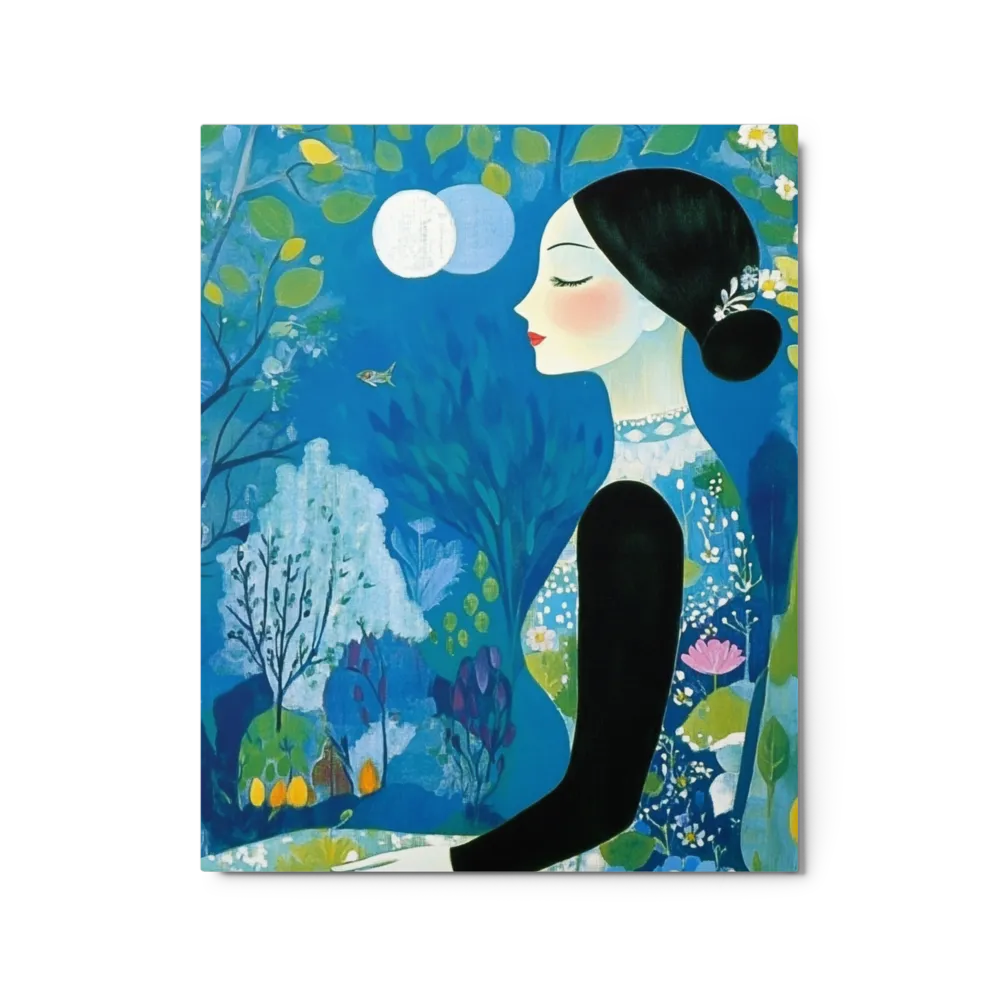 Serene Woman in Blue Forest