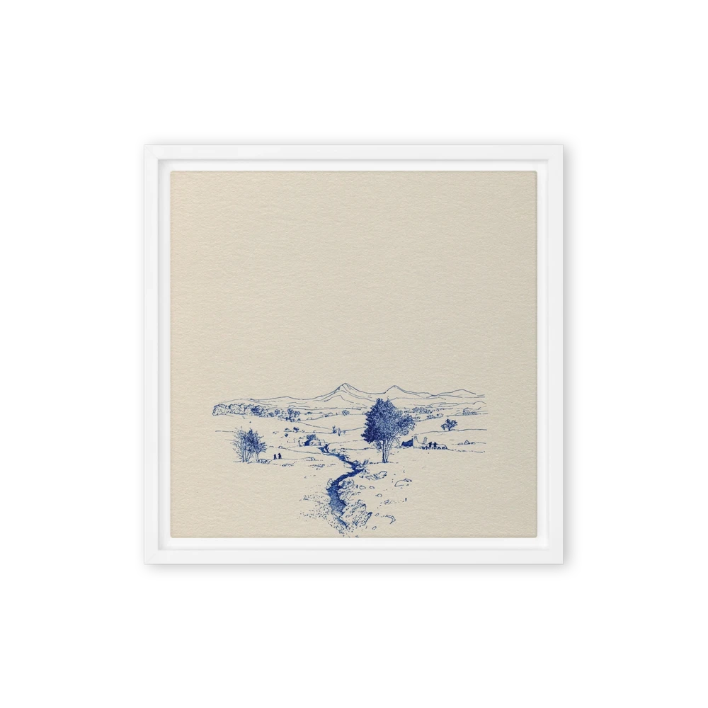 Countryside Stream in Blue Ink | Art Print