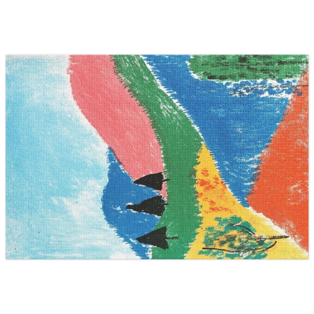Oil Pastel Hillscape 
 Jigsaw Puzzle in Tin Box
