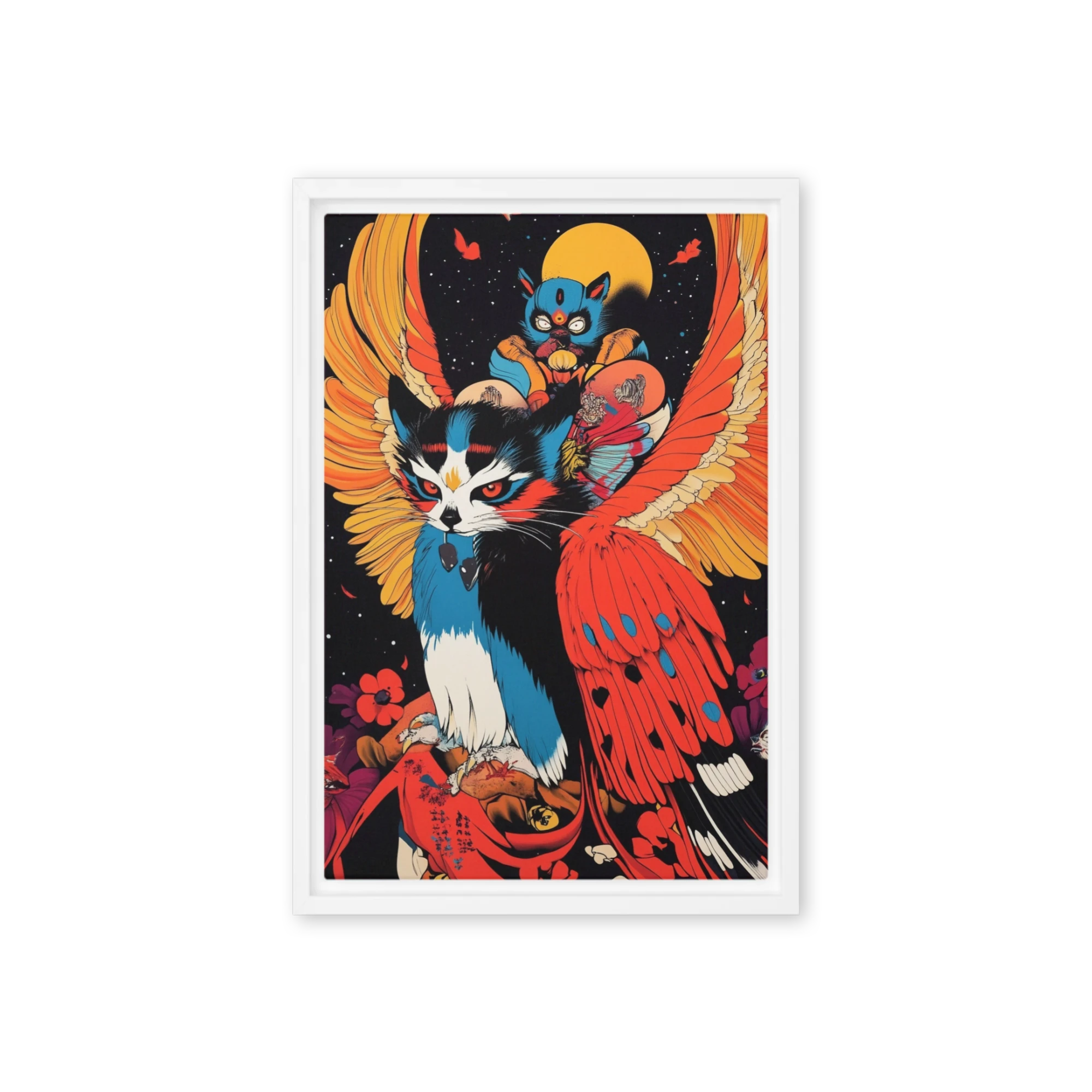 Mythical Fox with Colorful Feathers