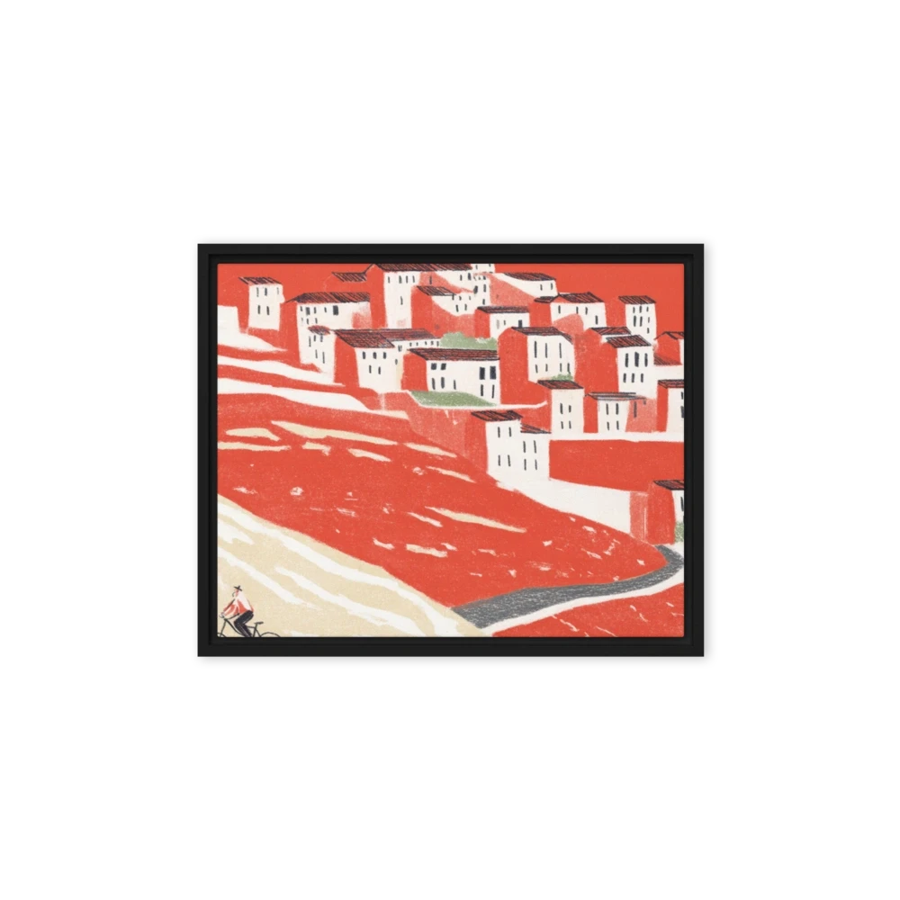 Red Hillside Cyclist | Art Print