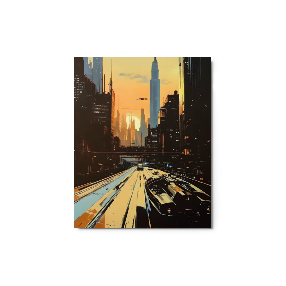 Retrofuturistic Urban Sunset 
 Canvas | 24″x 36″