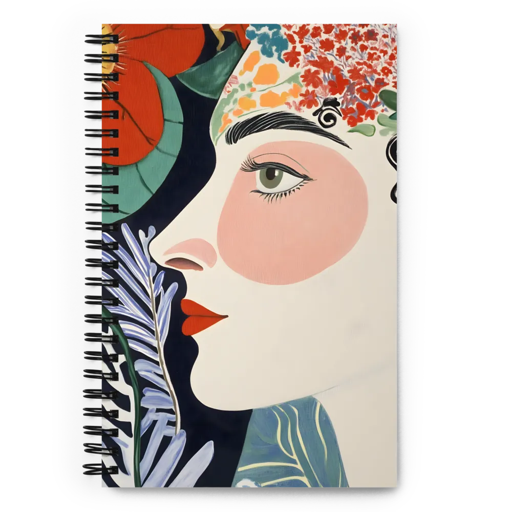 Art Nouveau Floral Profile 
 Spiral Notebook | 140 pages