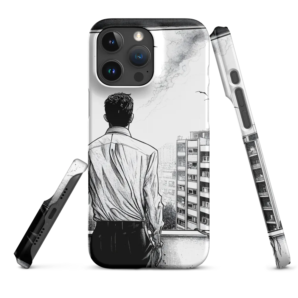 Man Looking Out Over City with Bats | Phone Case