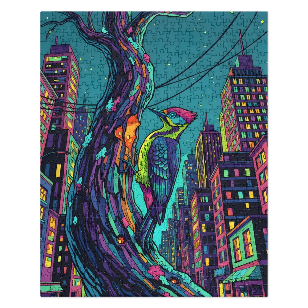 Neon City Woodpecker 
 Jigsaw Puzzle in Tin Box