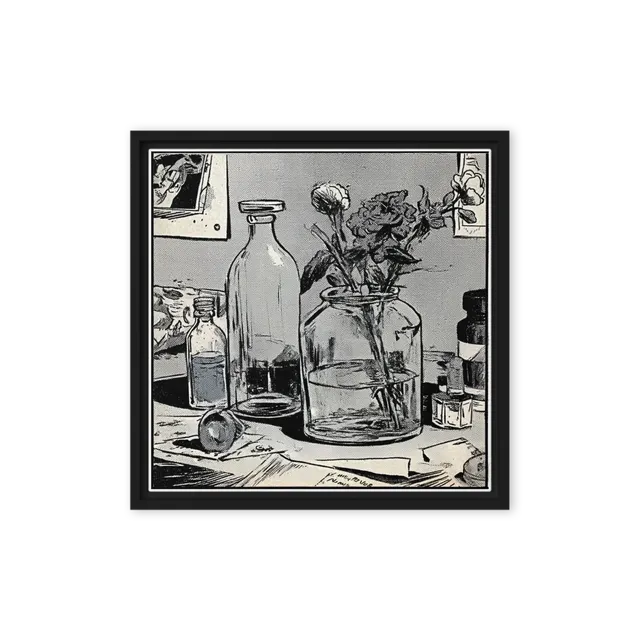 Still Life with Flowers and Bottles | Art Print