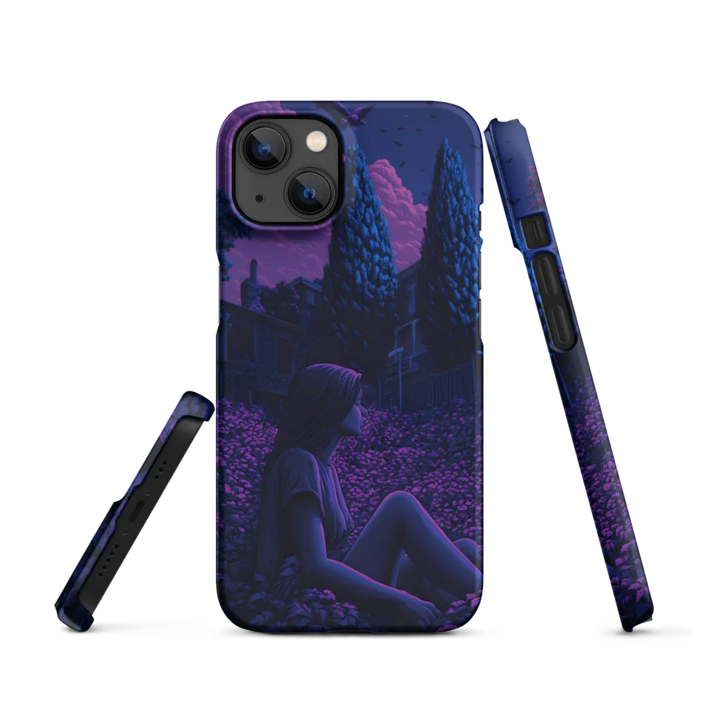 Surreal Digital Painting of Girl in Purple Flowers | Phone Case