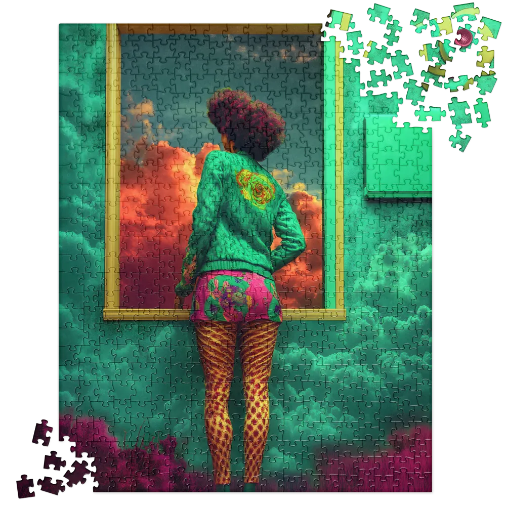 A Glimpse Beyond the Teal Walls 
 Jigsaw Puzzle in Tin Box