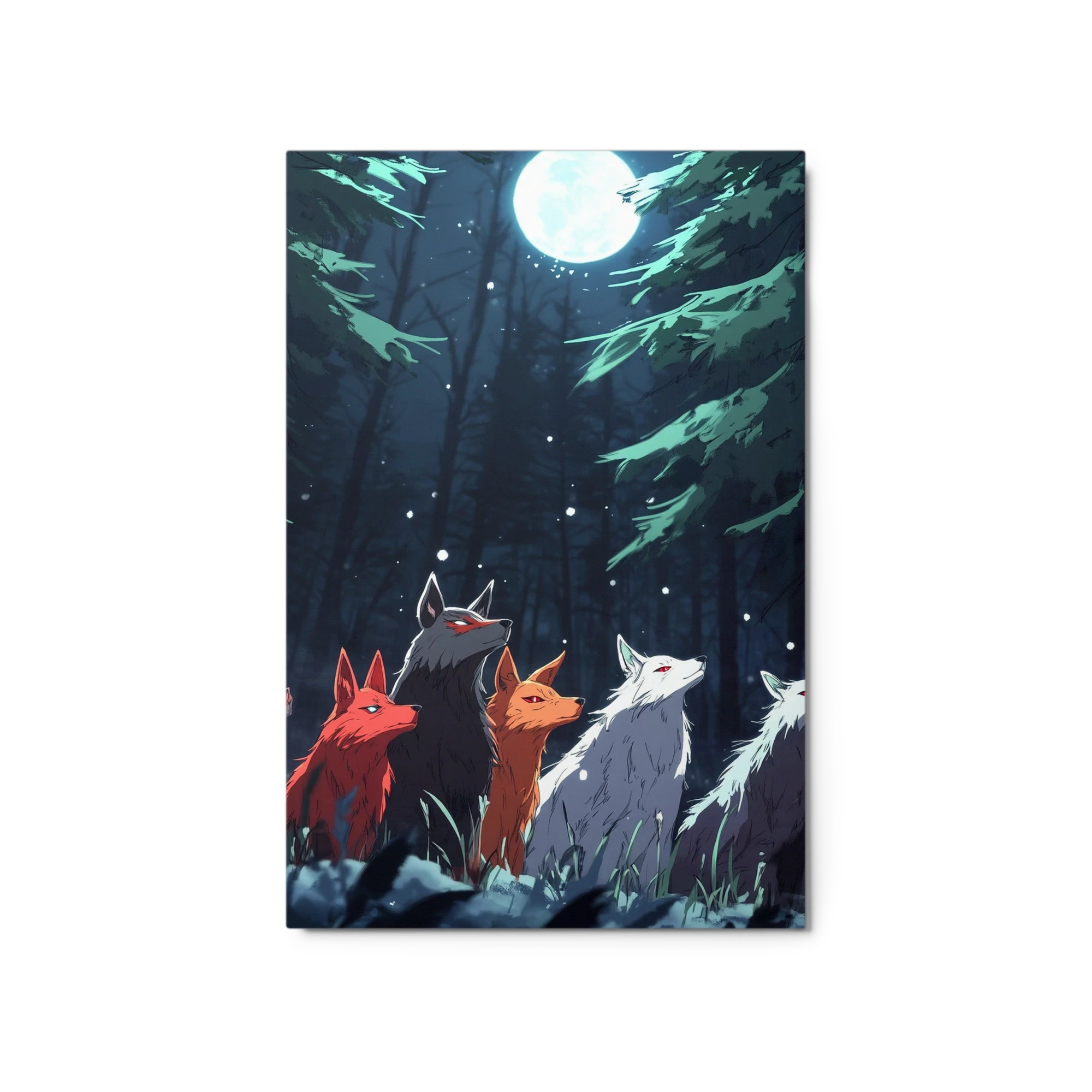 Wolves in Moonlit Forest