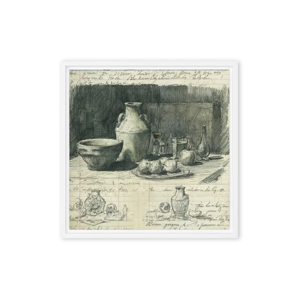 The Artist's Notebook Still Life 
 Poster with White Frame | 14″x 14″