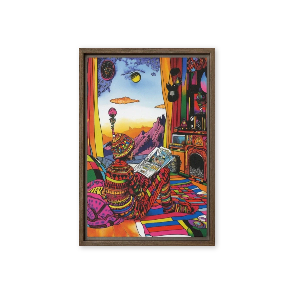 Psychedelic Person Reading in Colorful Room