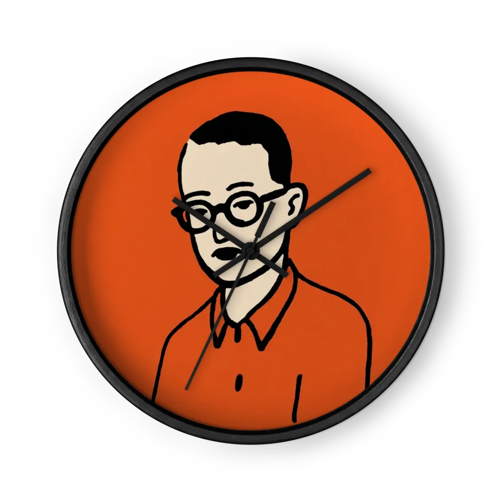 Red Portrait with Glasses | Wall Clock