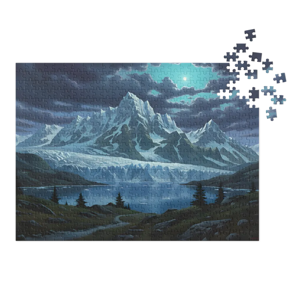 Moonlit Glacier Lake Painting