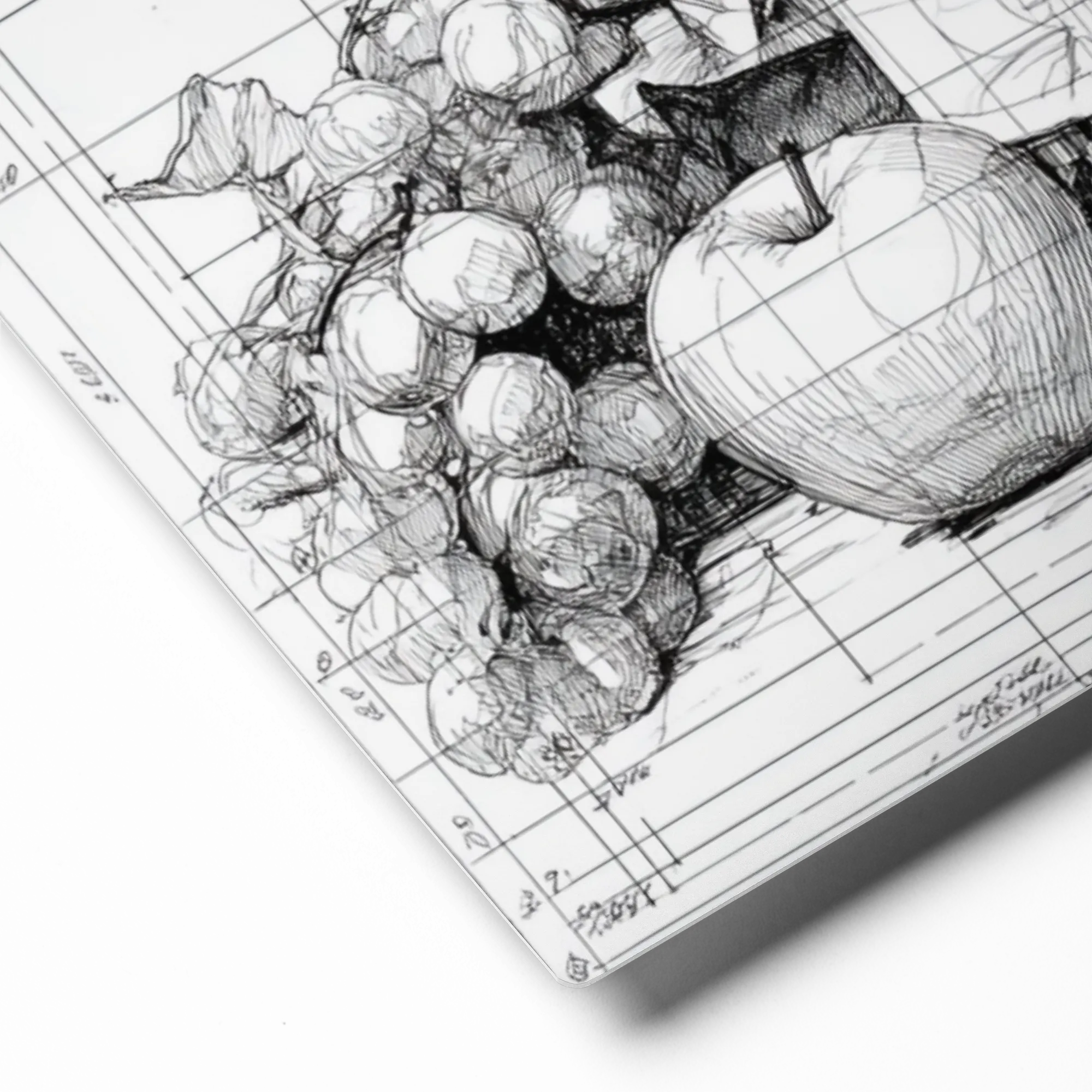 Architectural Still Life with Wine and Fruit 
 Canvas | 6″x 6″