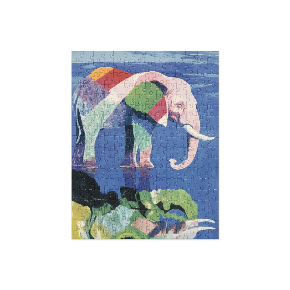 Patchwork Elephant Reflection 
 Jigsaw Puzzle in Tin Box