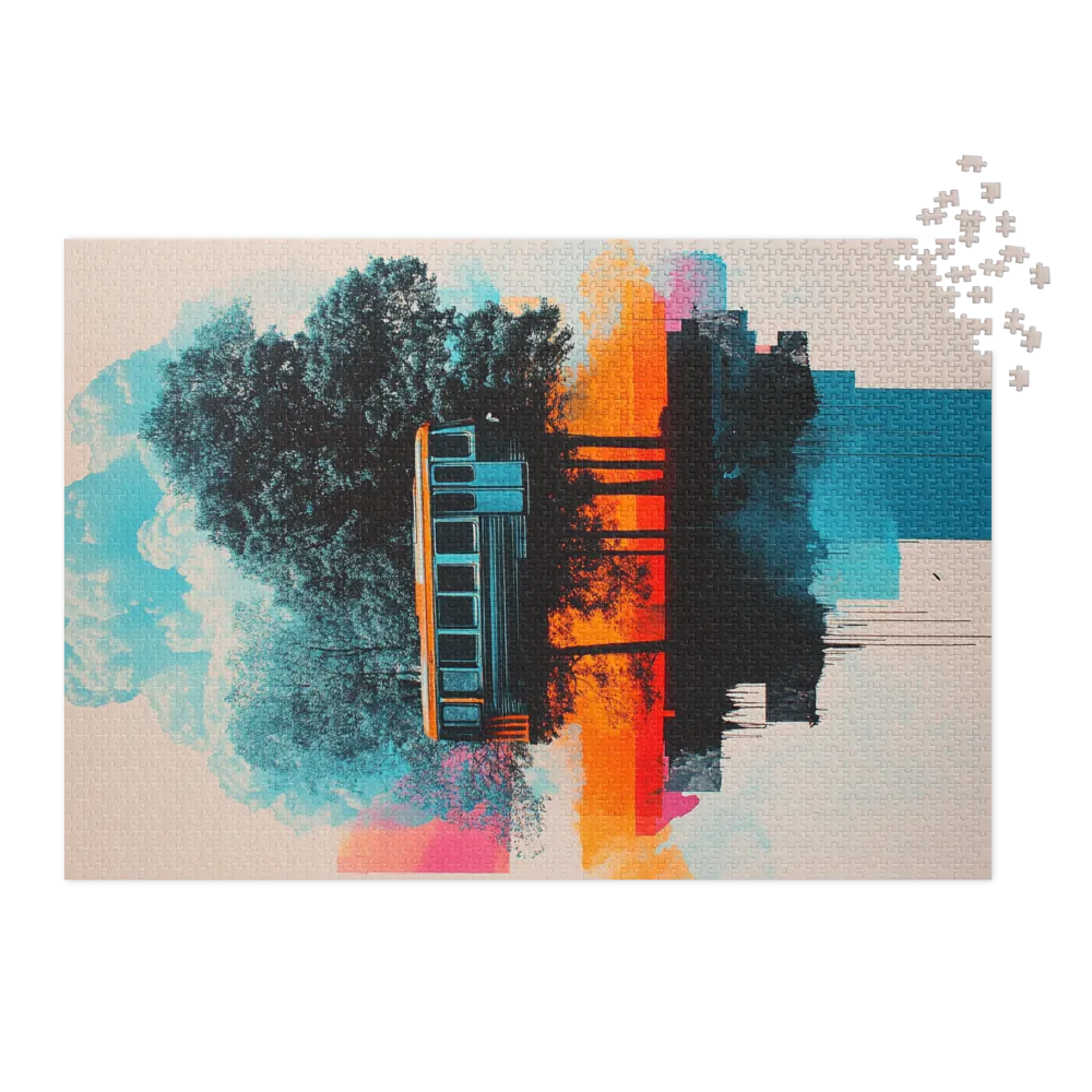Surreal Train Among Trees